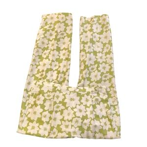 Judith Hart Collection Womens Green White Floral 100% Silk Straight Leg Pants 12